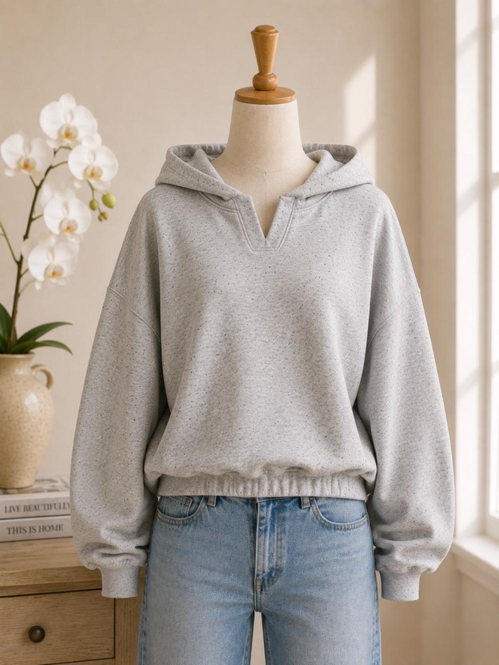 Madden Girl Light Gray Speckled Crewneck Sweatshirt‎ Size L